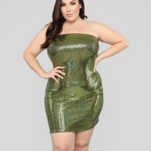 Fashion Nova Sequin Strapless Dress, Sz 2X